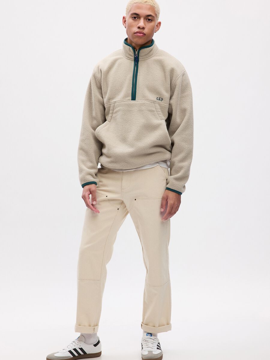Felpa half-zip in pile con ricamo logo Uomo_0