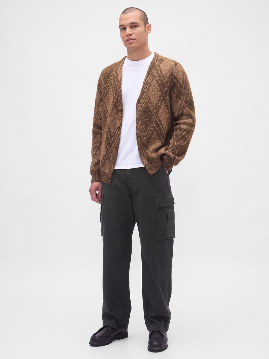 Cardigan marrone in misto lana e alpaca Uomo_0