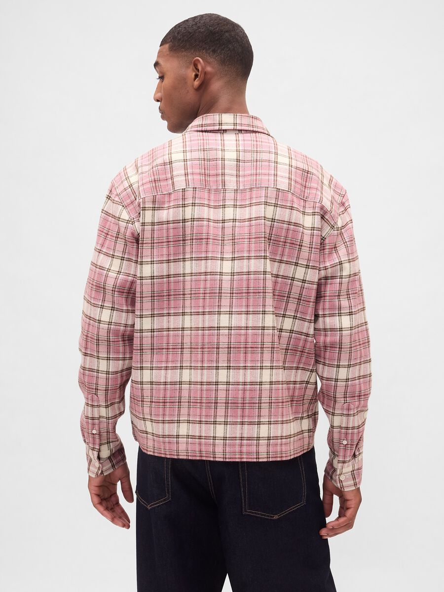 Camicia rosa a maniche lunghe in cotone Uomo_1