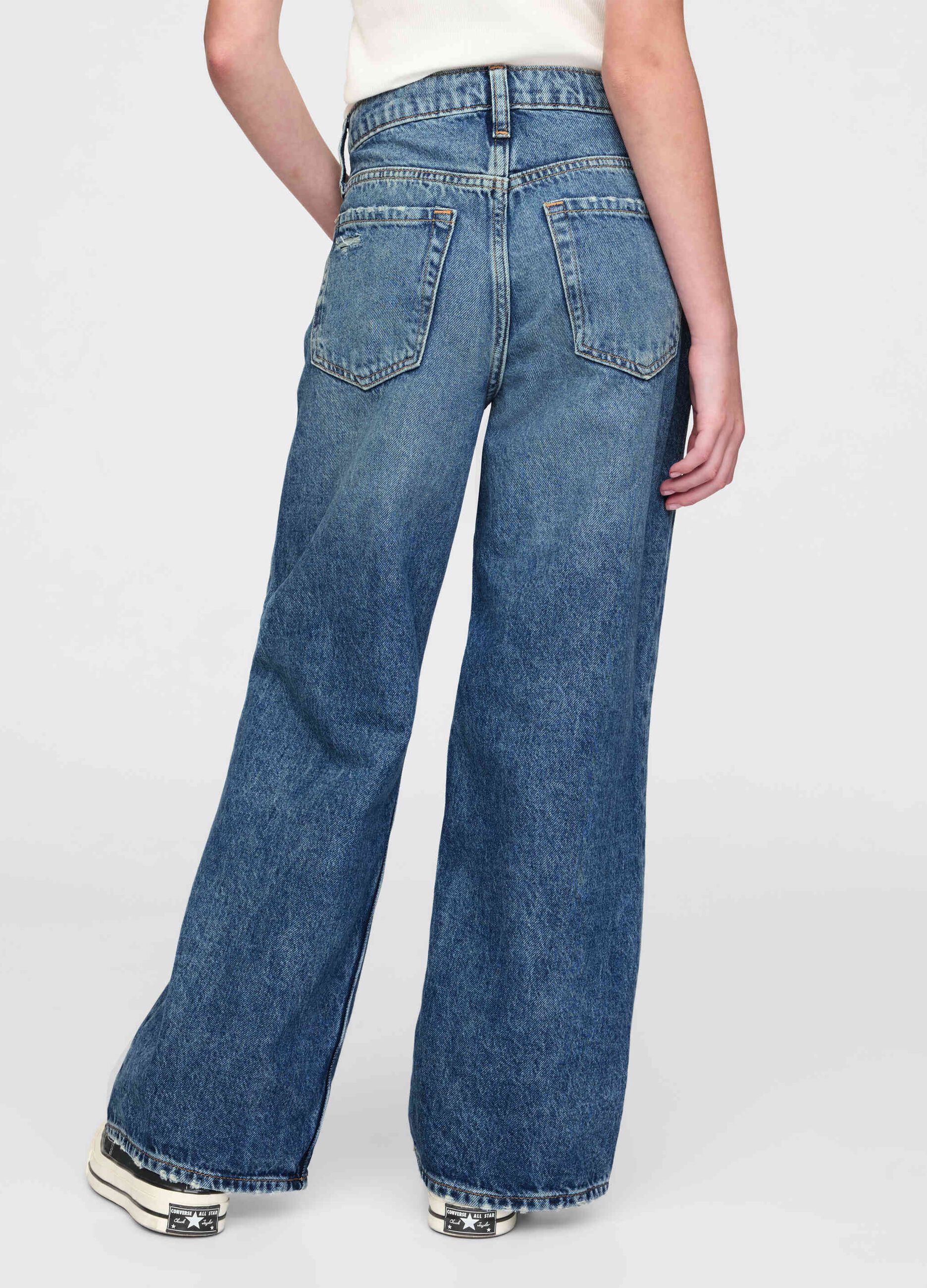 Pantaloni denim ampi in cotone per bambina_2