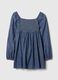 Short dress with denim with puff sleeves_2