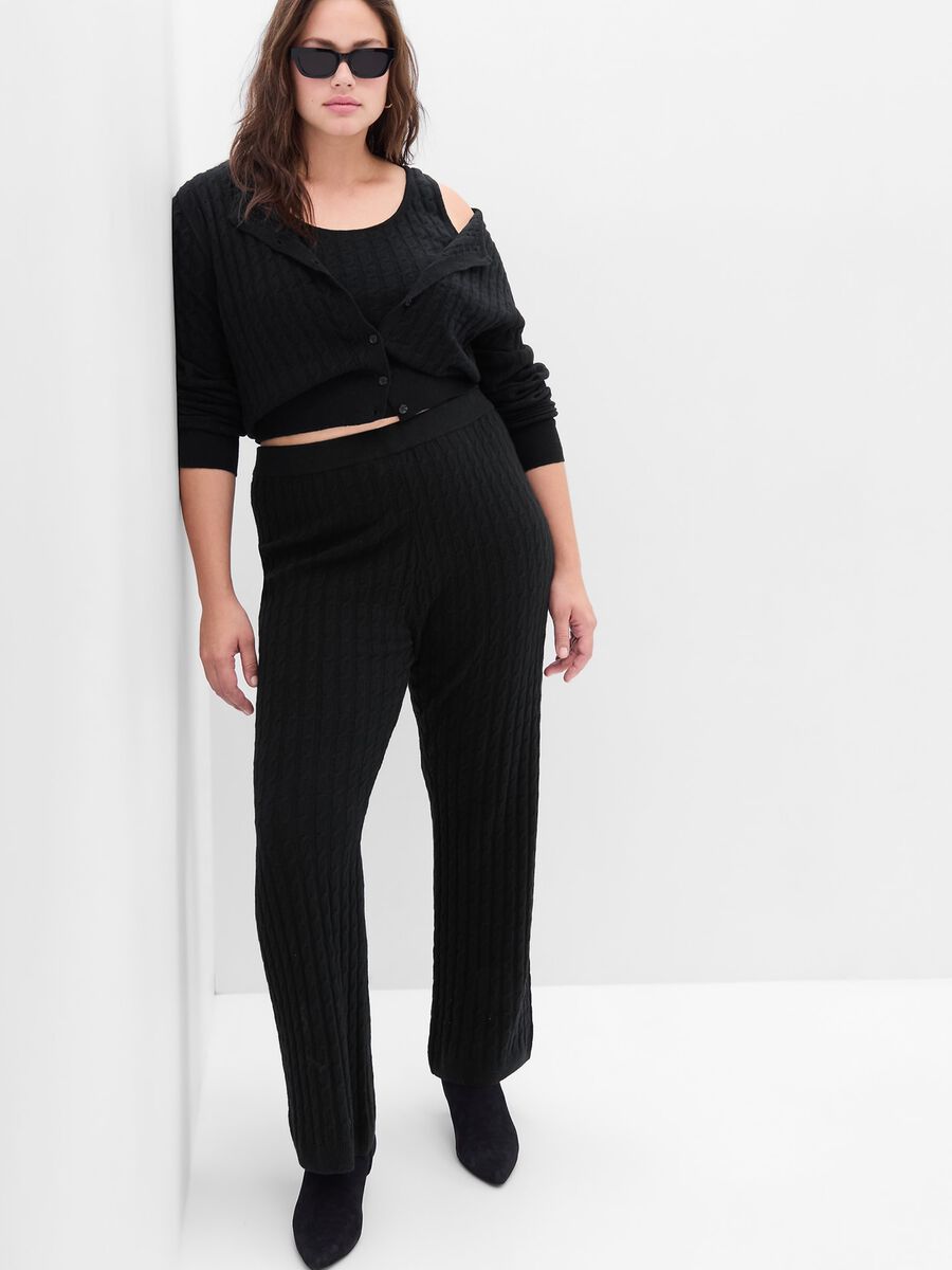 Wide-leg trousers with cable design Woman_2