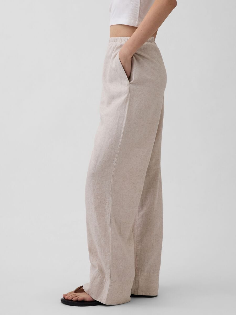 Pantaloni in misto lino Donna_3
