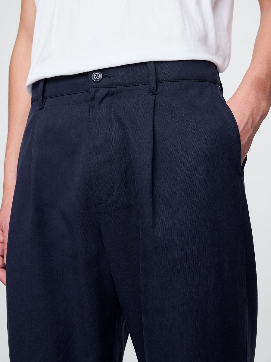 Men's blue trousers in Lyocell and cotton Man_4