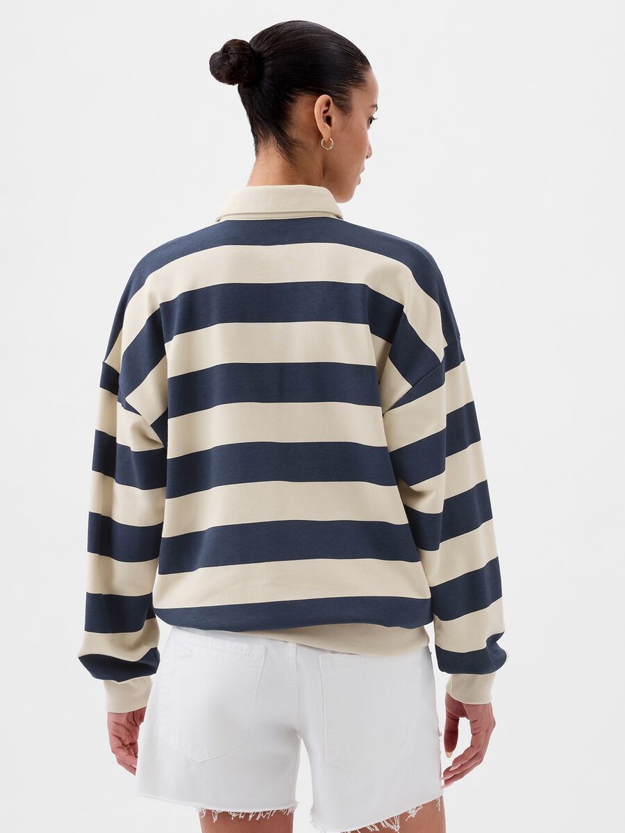 Felpa over a righe con scollo a polo Donna_1