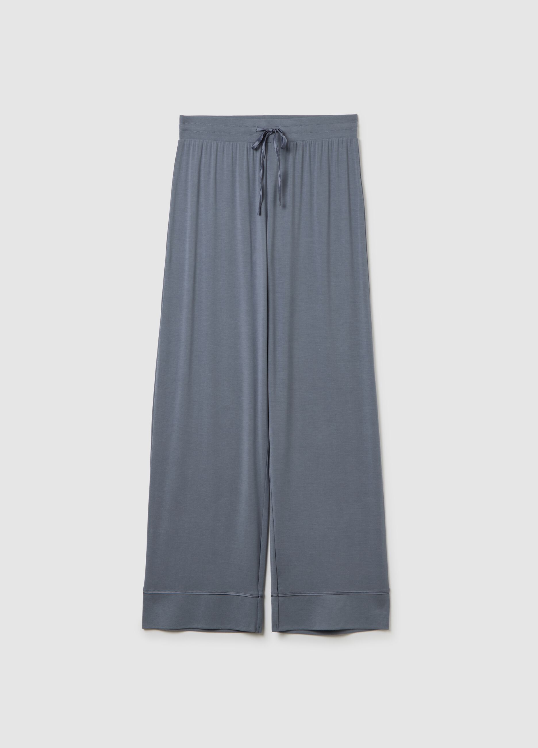 Pantalone pigiama lungo con piping a contrasto_2