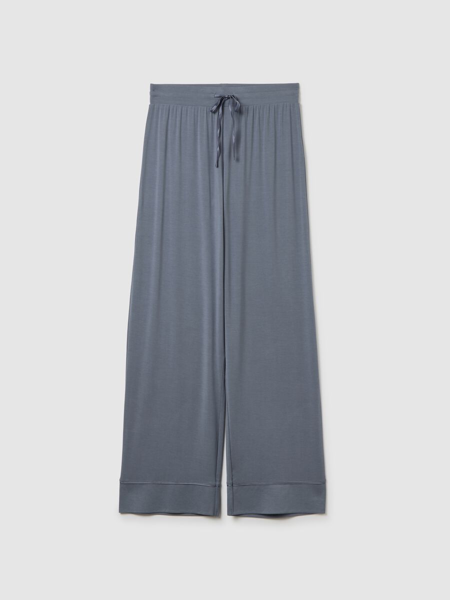 Full-length pyjama bottoms with contrasting piping Woman_2