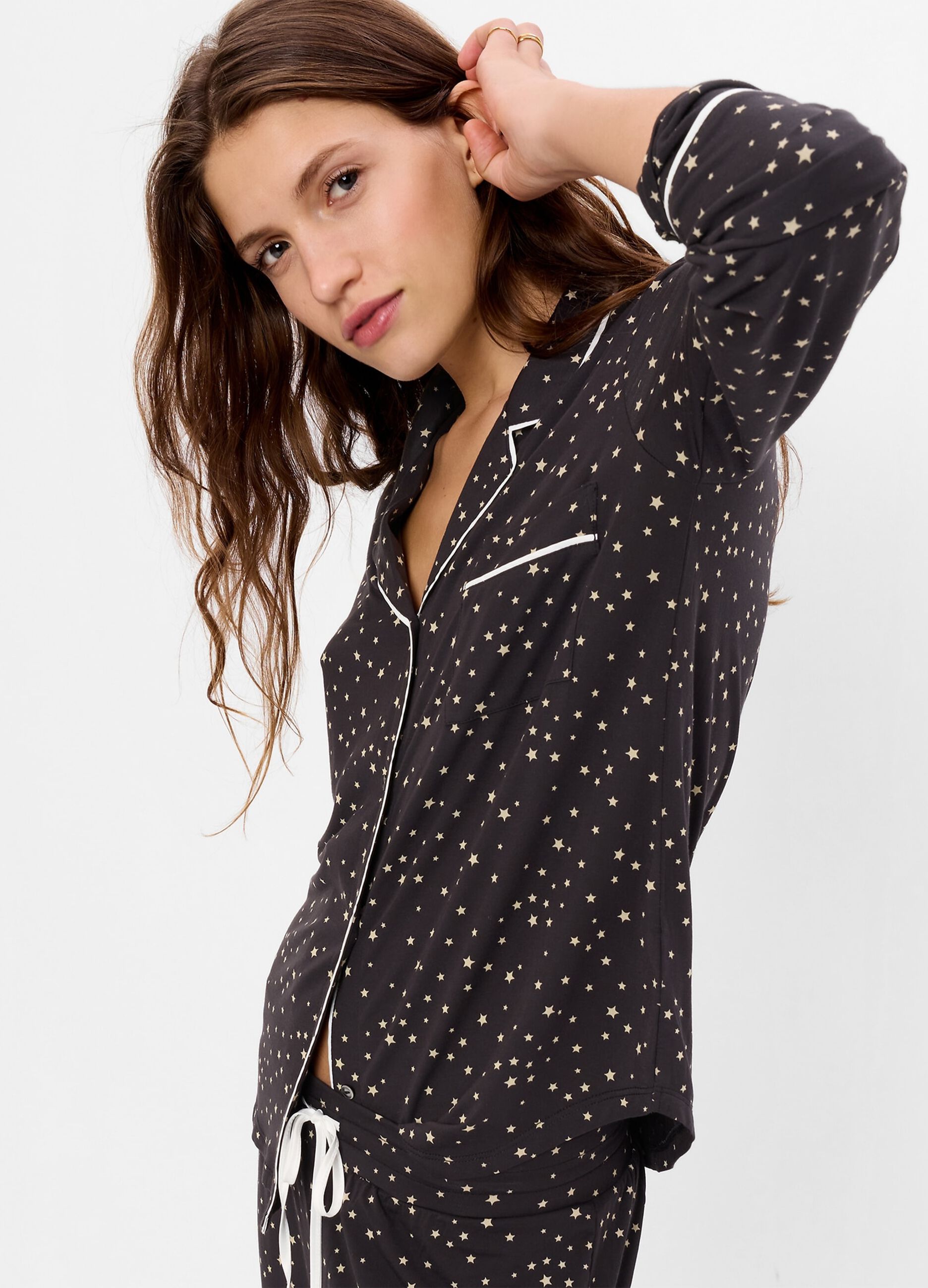Pyjama top shirt with star print_2