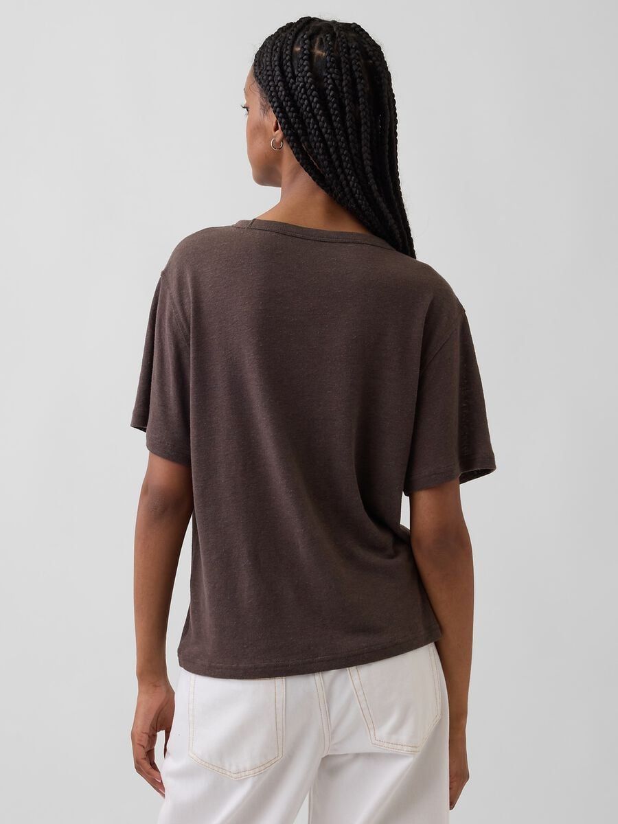 T-shirt a maniche corte in misto lino Donna_1