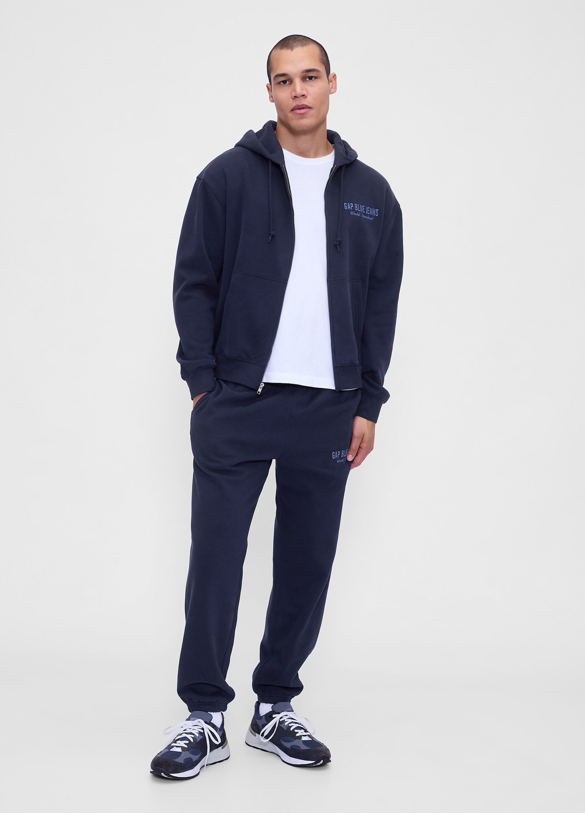 Felpa blu con cappuccio e zip_2