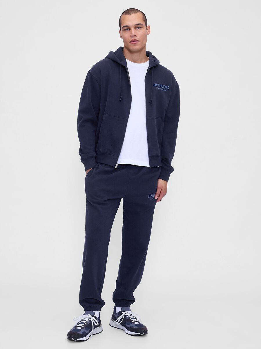 Felpa blu con cappuccio e zip Uomo_2