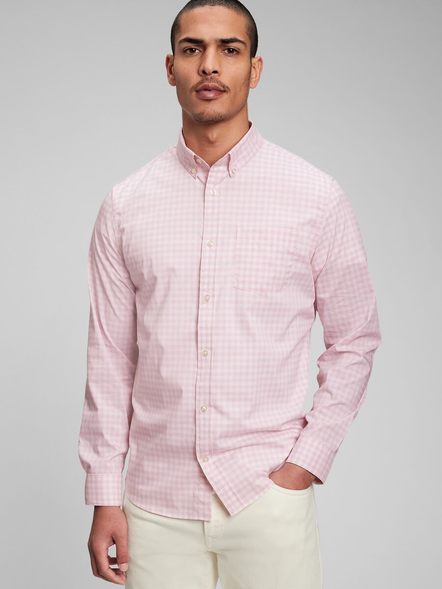 Button-down collar shirt with gingham pattern Man_0