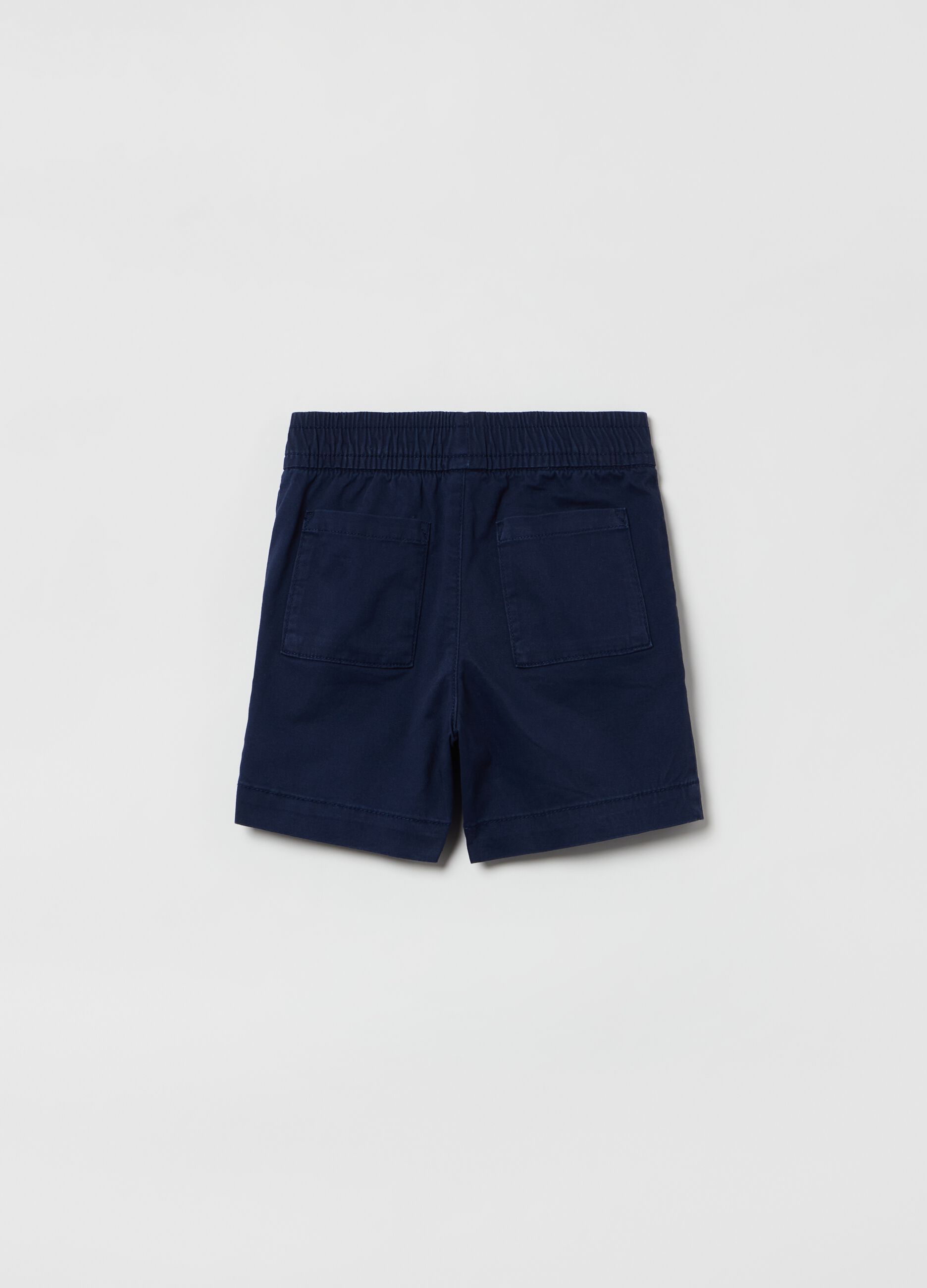 Stretch cotton shorts with drawstring_1