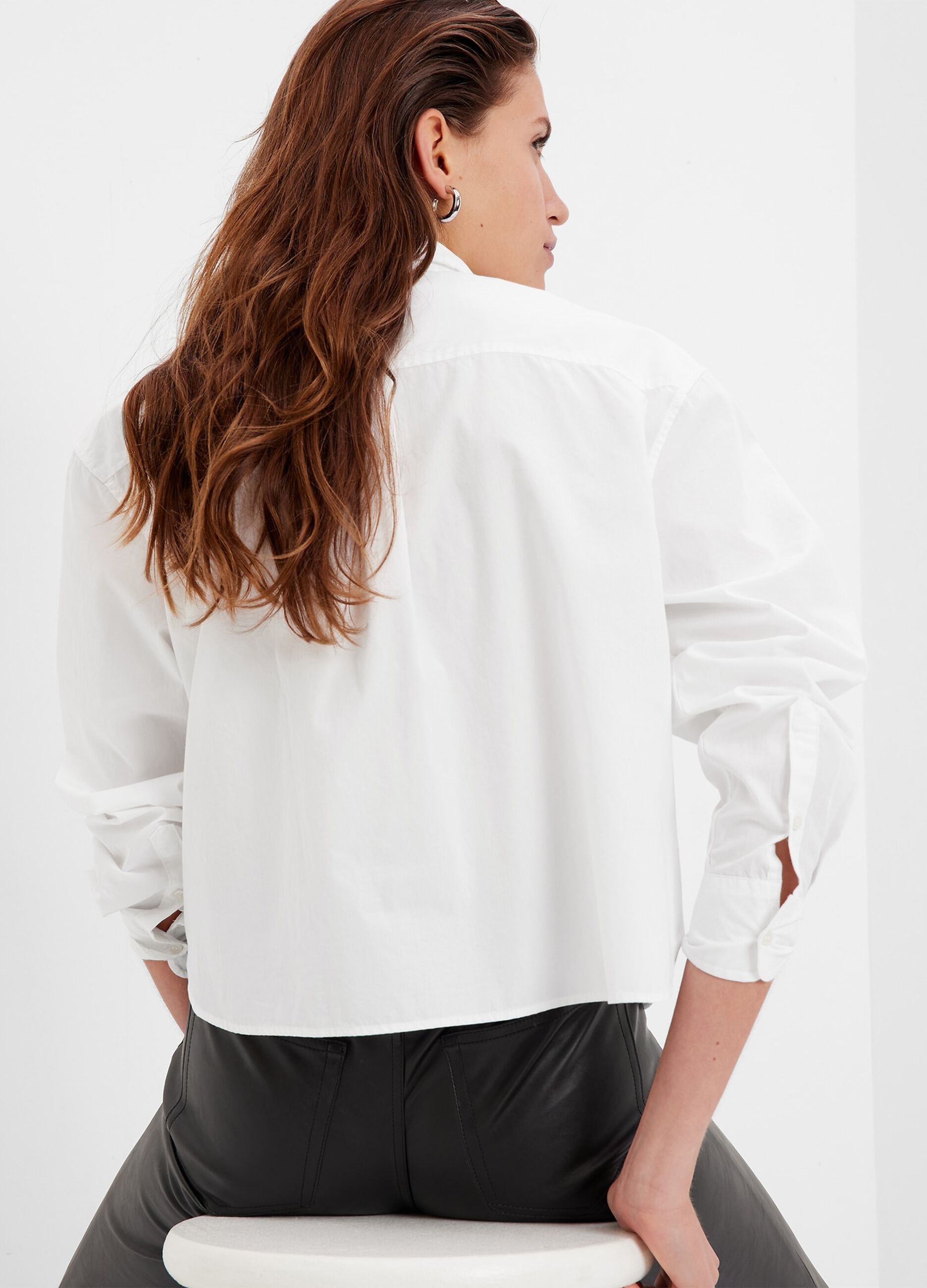 Cropped shirt in poplin