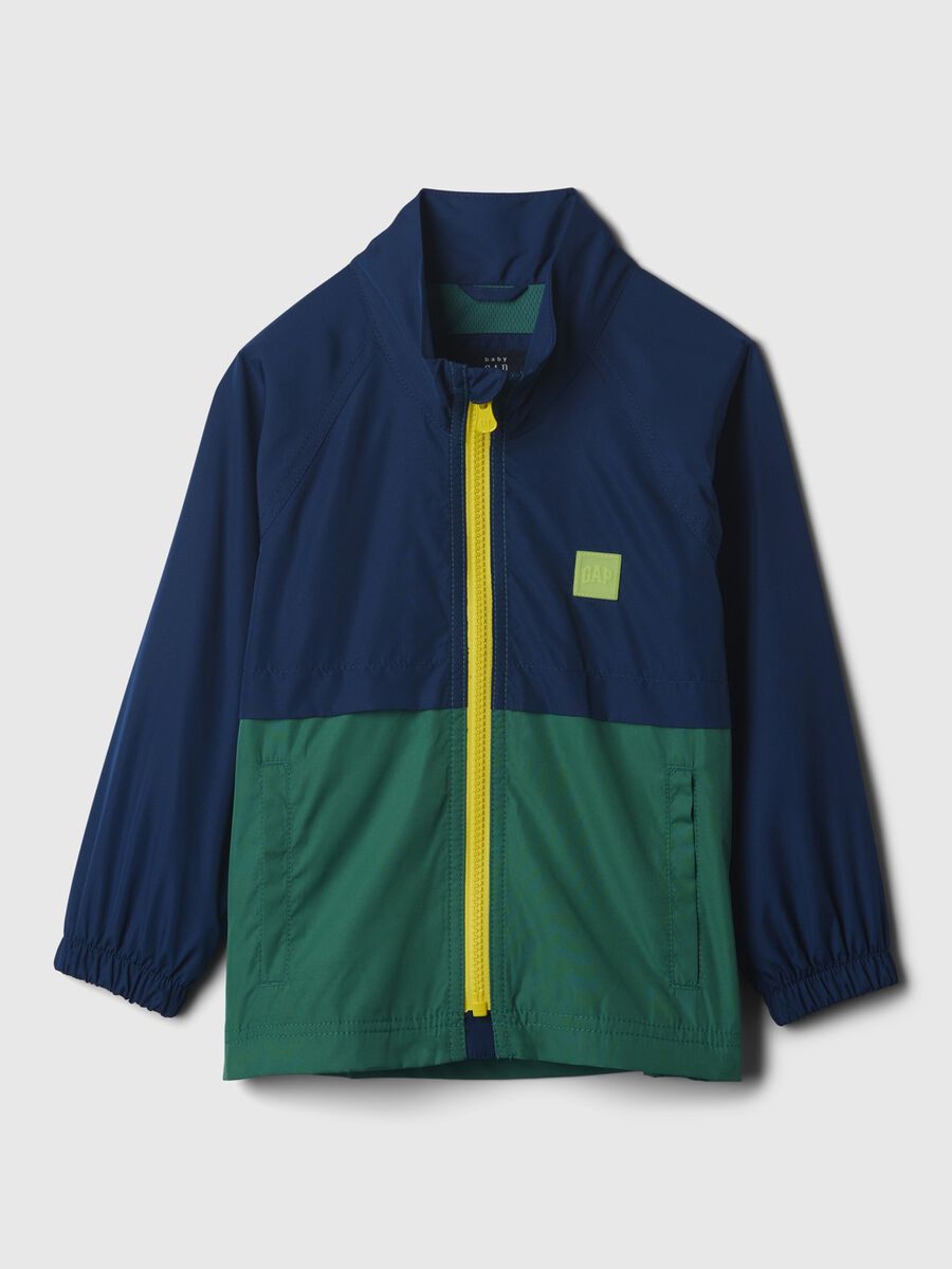 Two-tone windbreaker with logo patch Newborn Boy_0