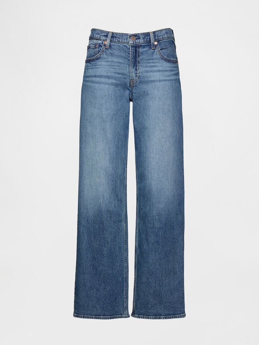 Jeans denim elasticizzati a gamba ampia Donna_6