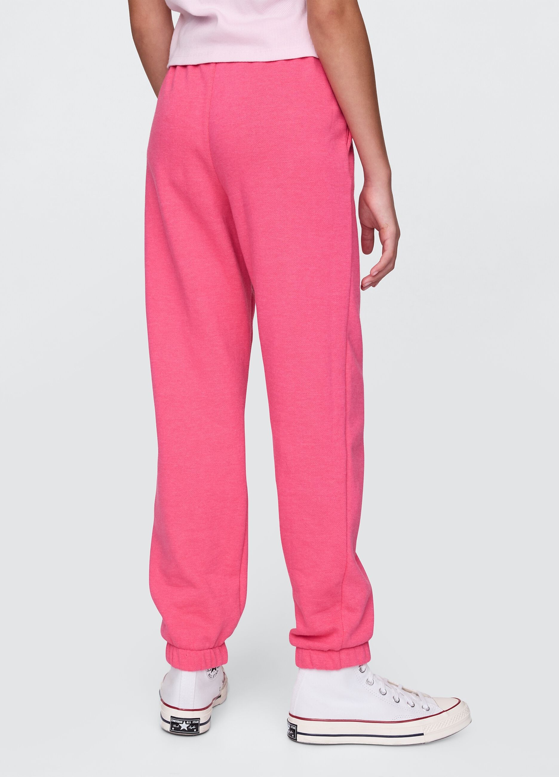 Girls' Pink Cotton Blend Regular Fit Jogger Trousers