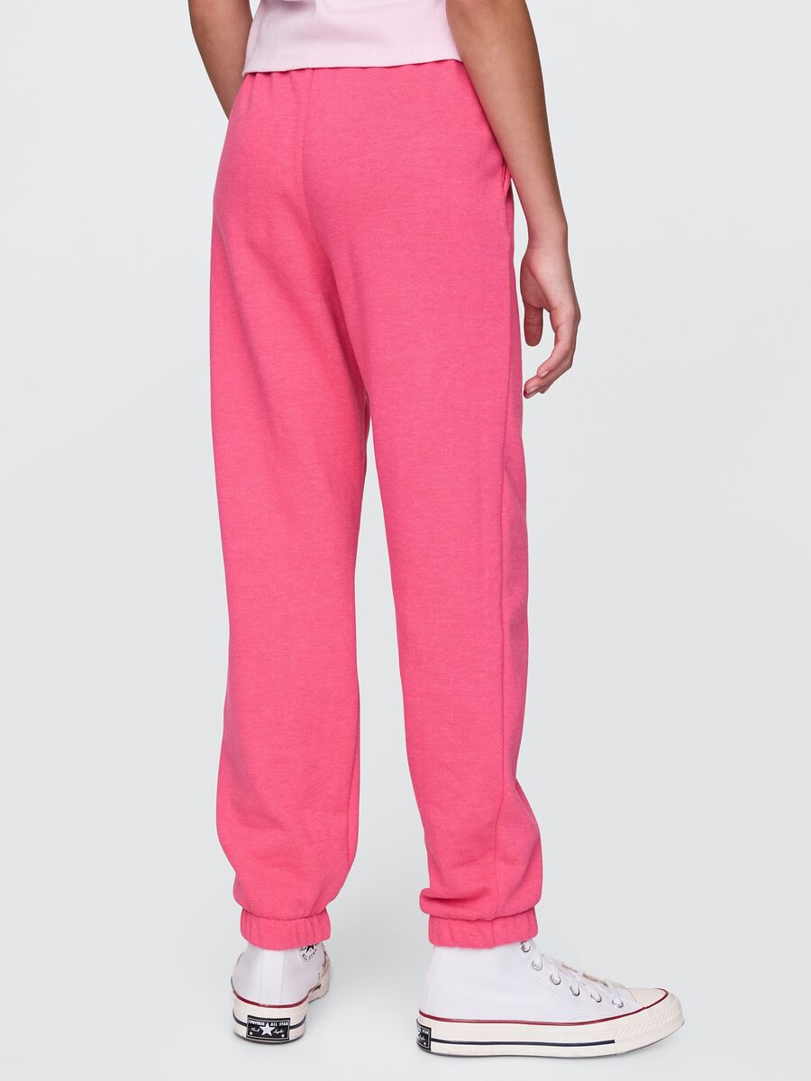 Girls' Pink Cotton Blend Regular Fit Jogger Trousers Girl_2
