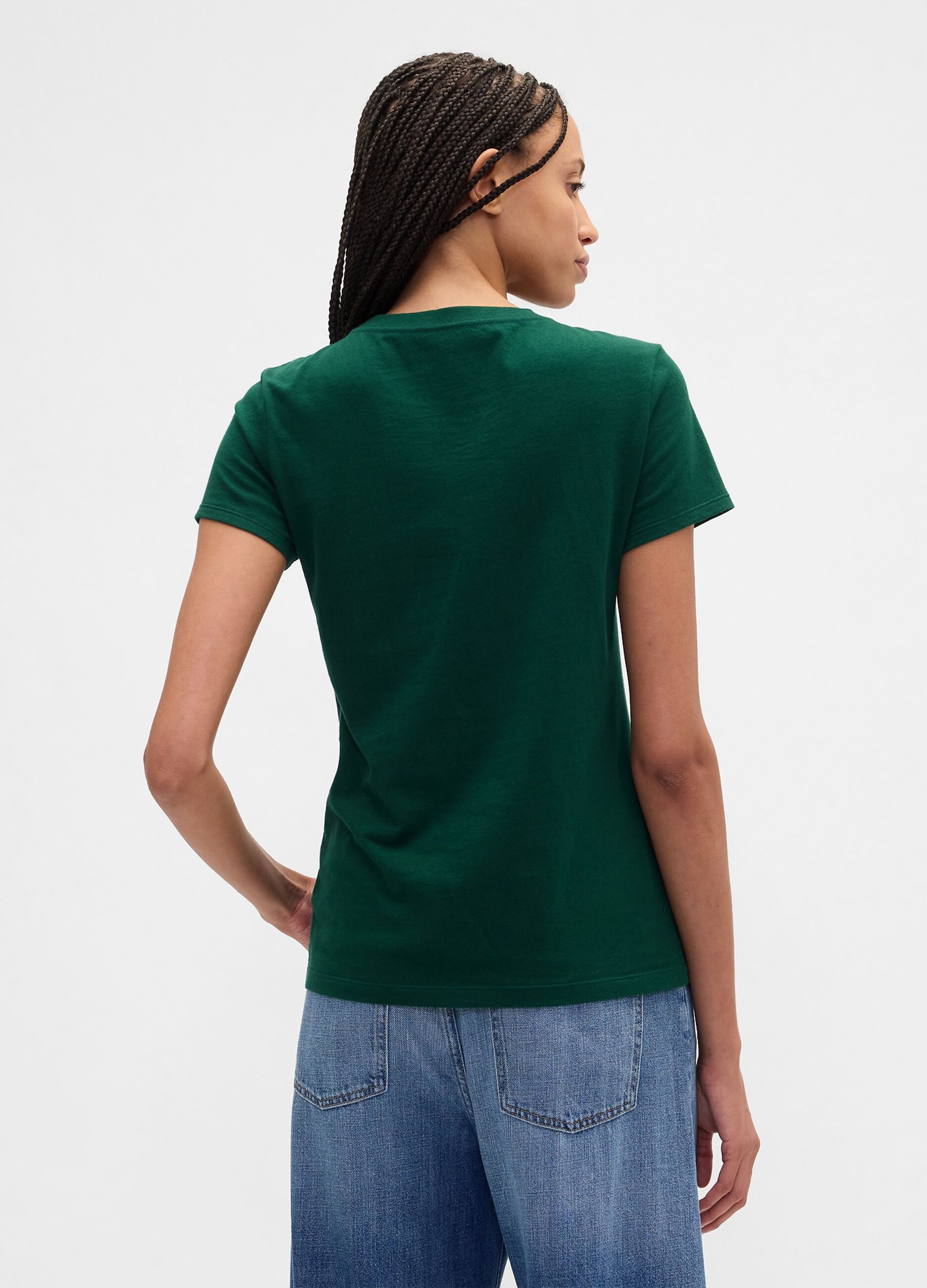 T-shirt verde a maniche corte in cotone