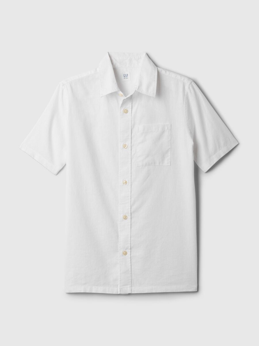 Camicia a maniche corte in lino e viscosa Bambino_3