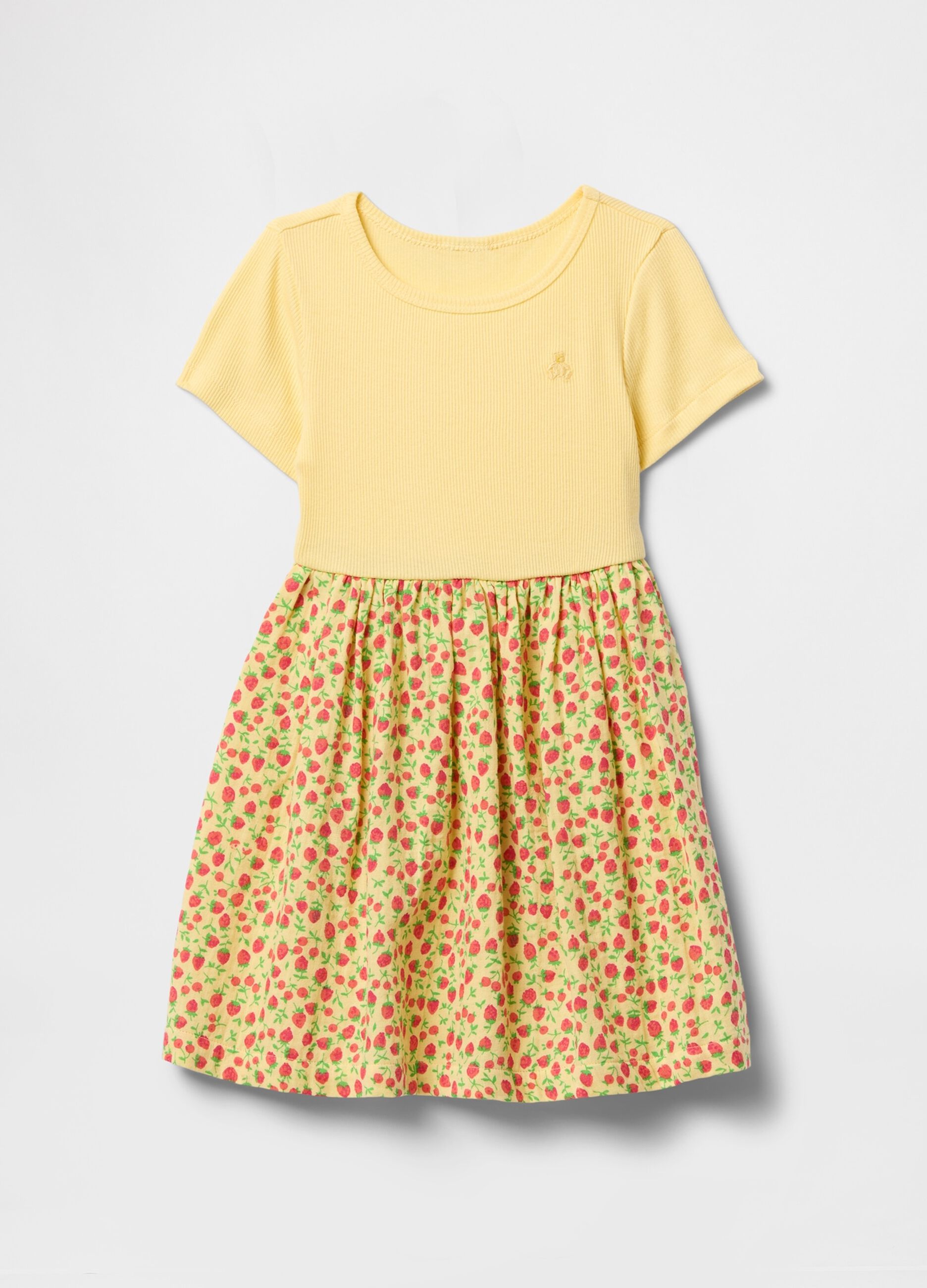 Vestito estivo a fiori giallo per bambina_1
