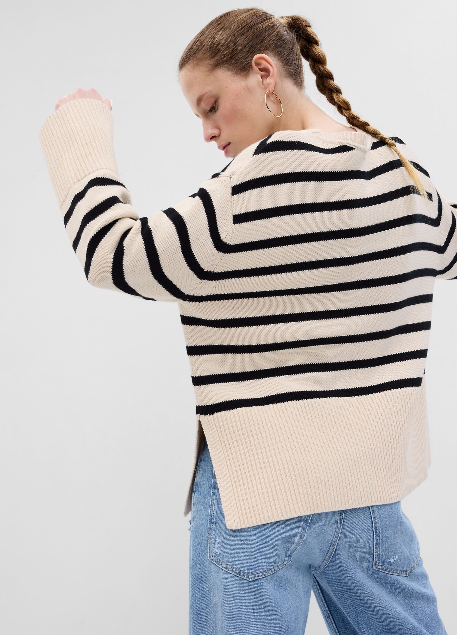Oversized pullover in cotton with splits_2