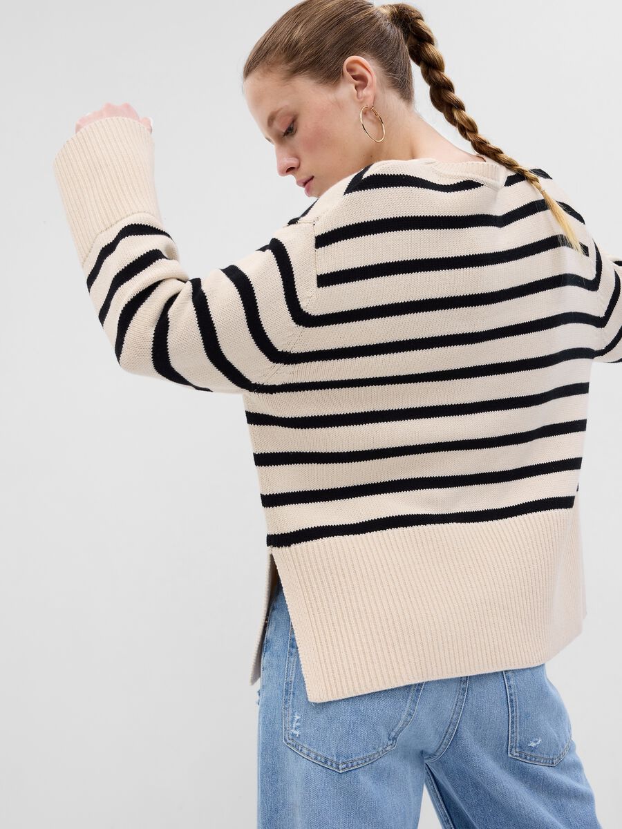 Oversized pullover in cotton with splits Woman_2