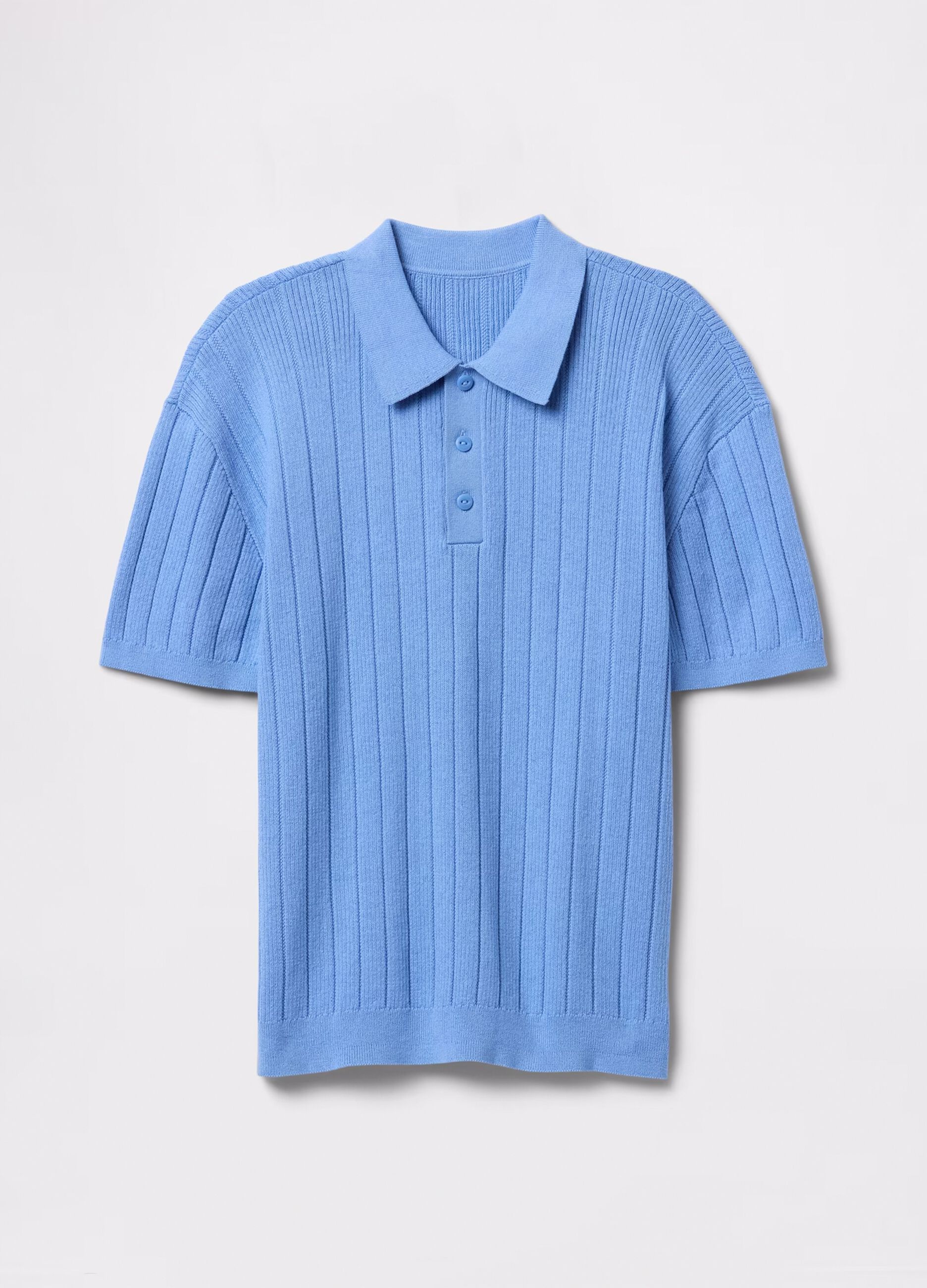 Polo a maniche corte azzurra in cotone_3