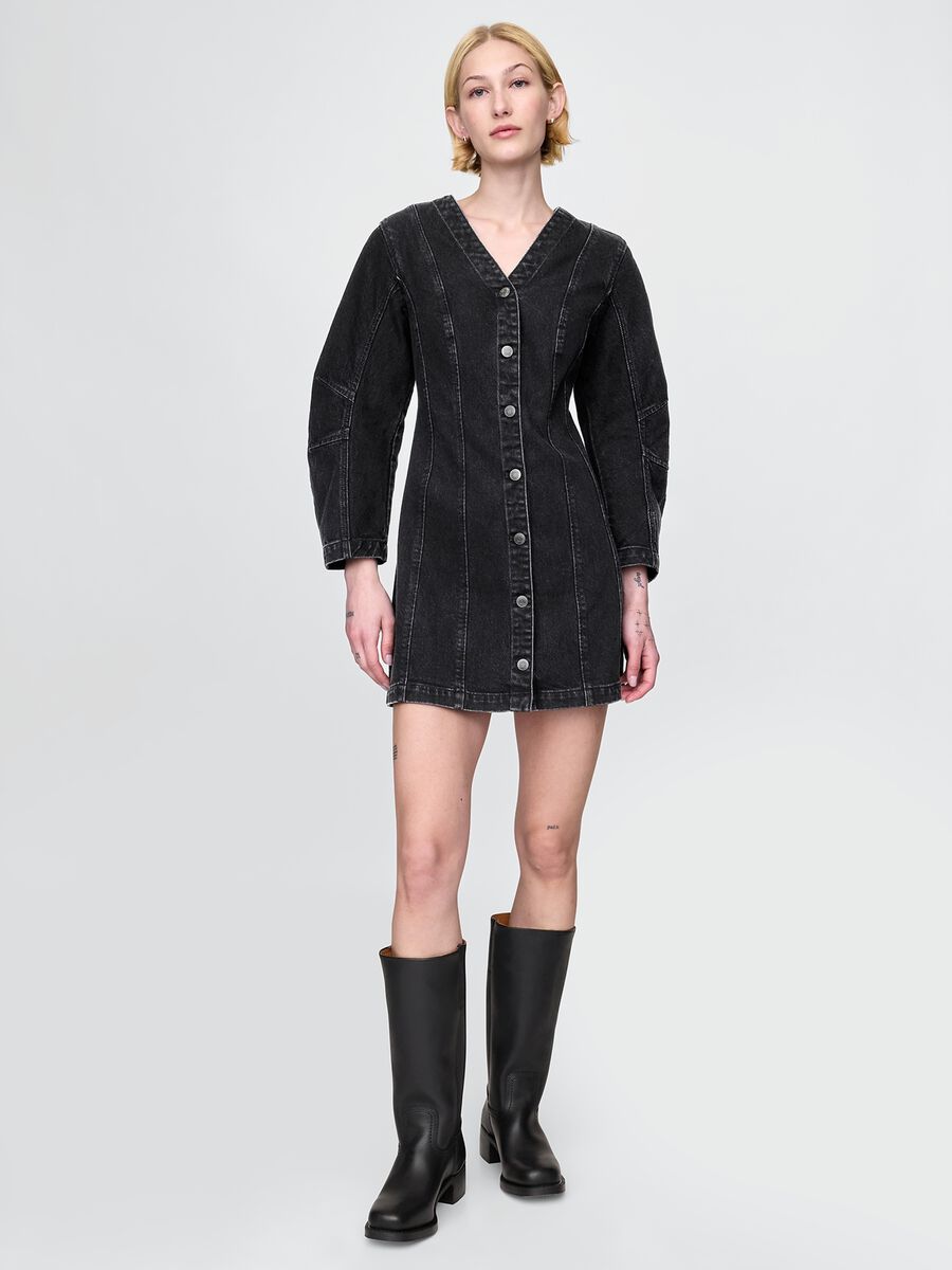 Abito denim nero con bottoni Gap Donna_0