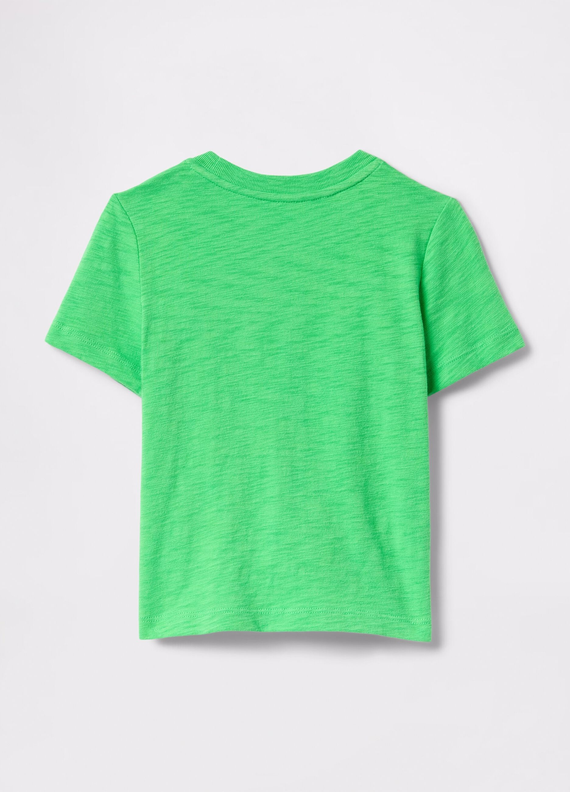 T-shirt a maniche corte verde in puro cotone_1