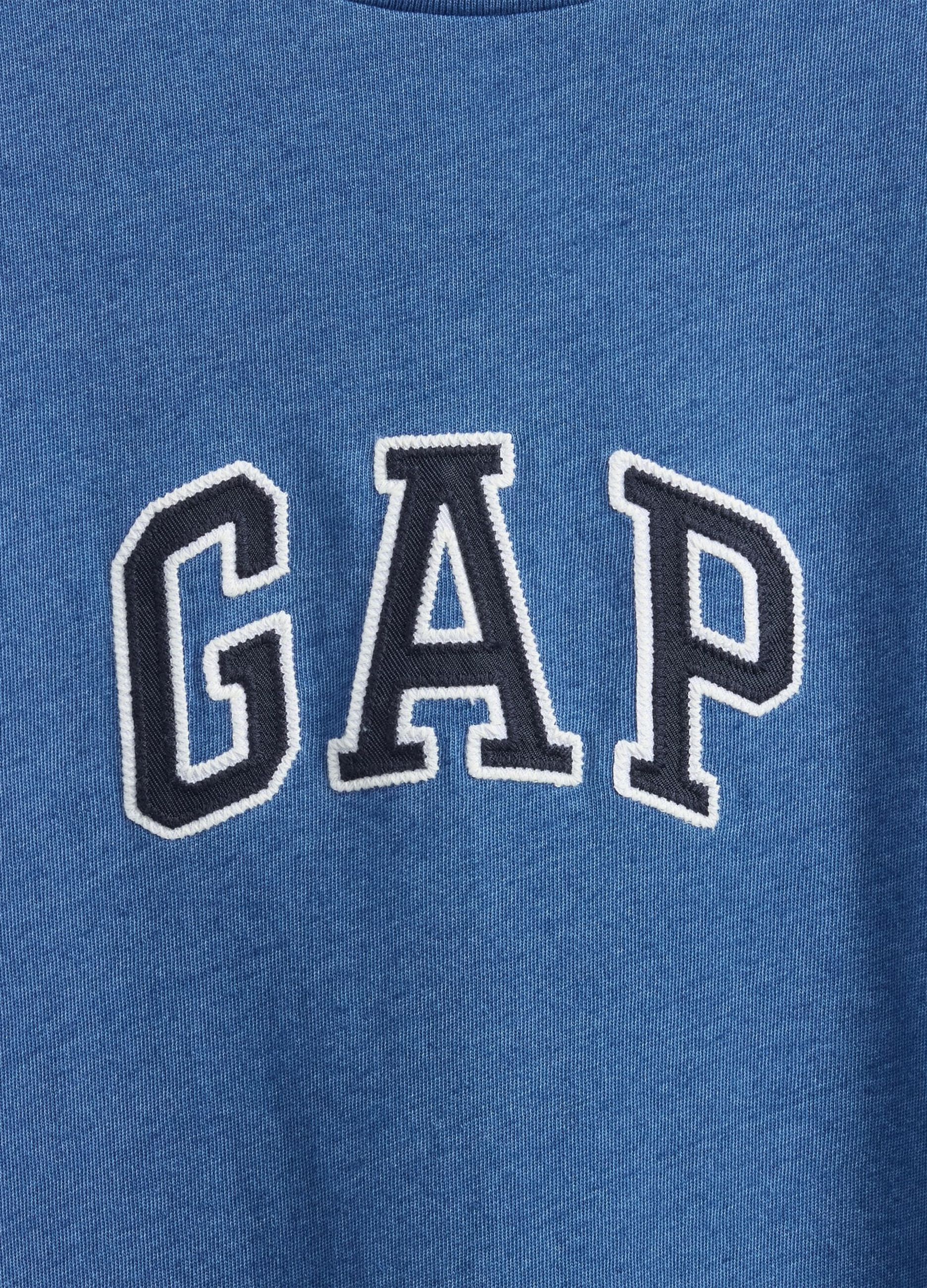T-shirt blu a maniche corte in cotone_4