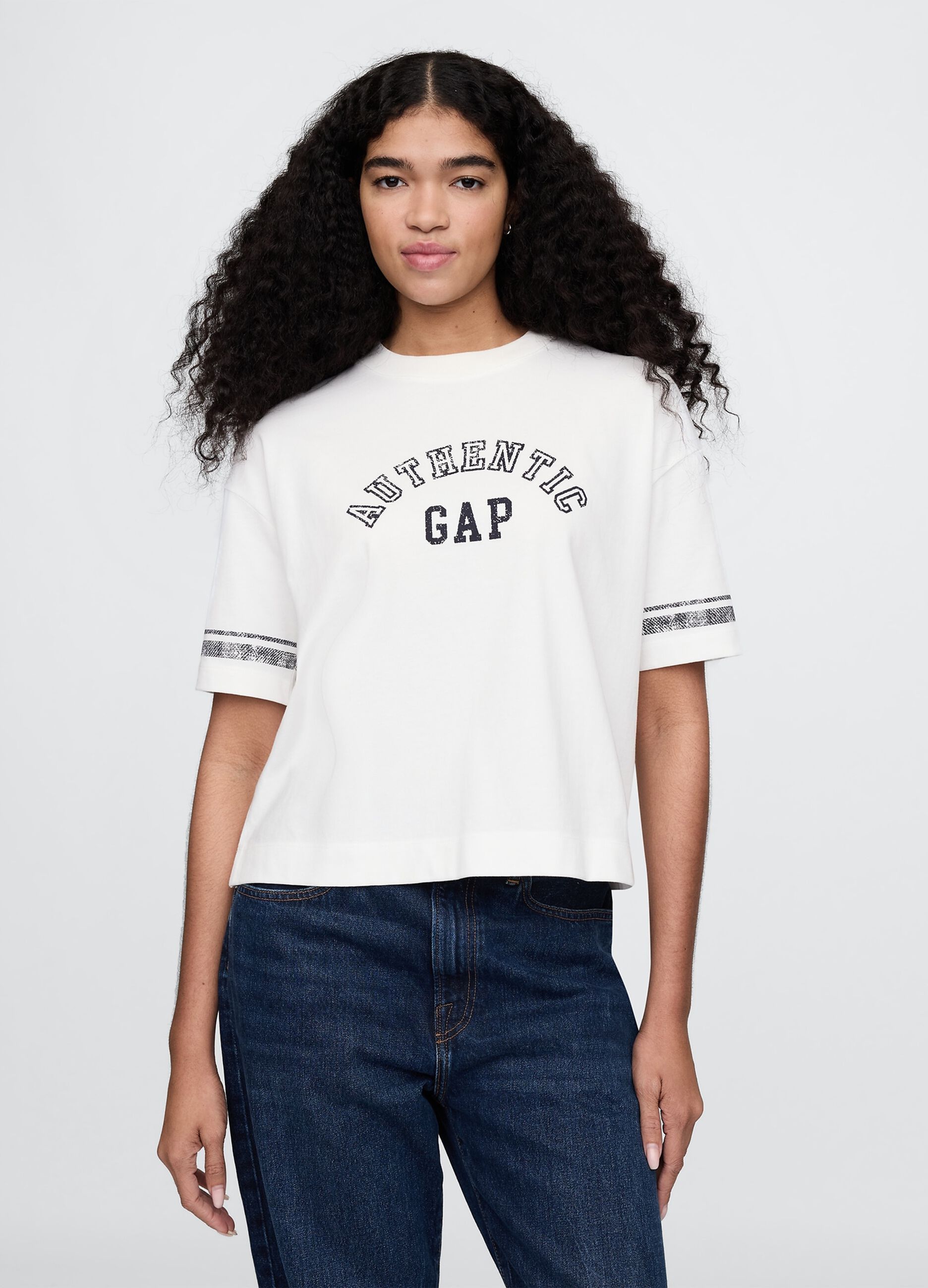 T-shirt corta in cotone bianco Gap
