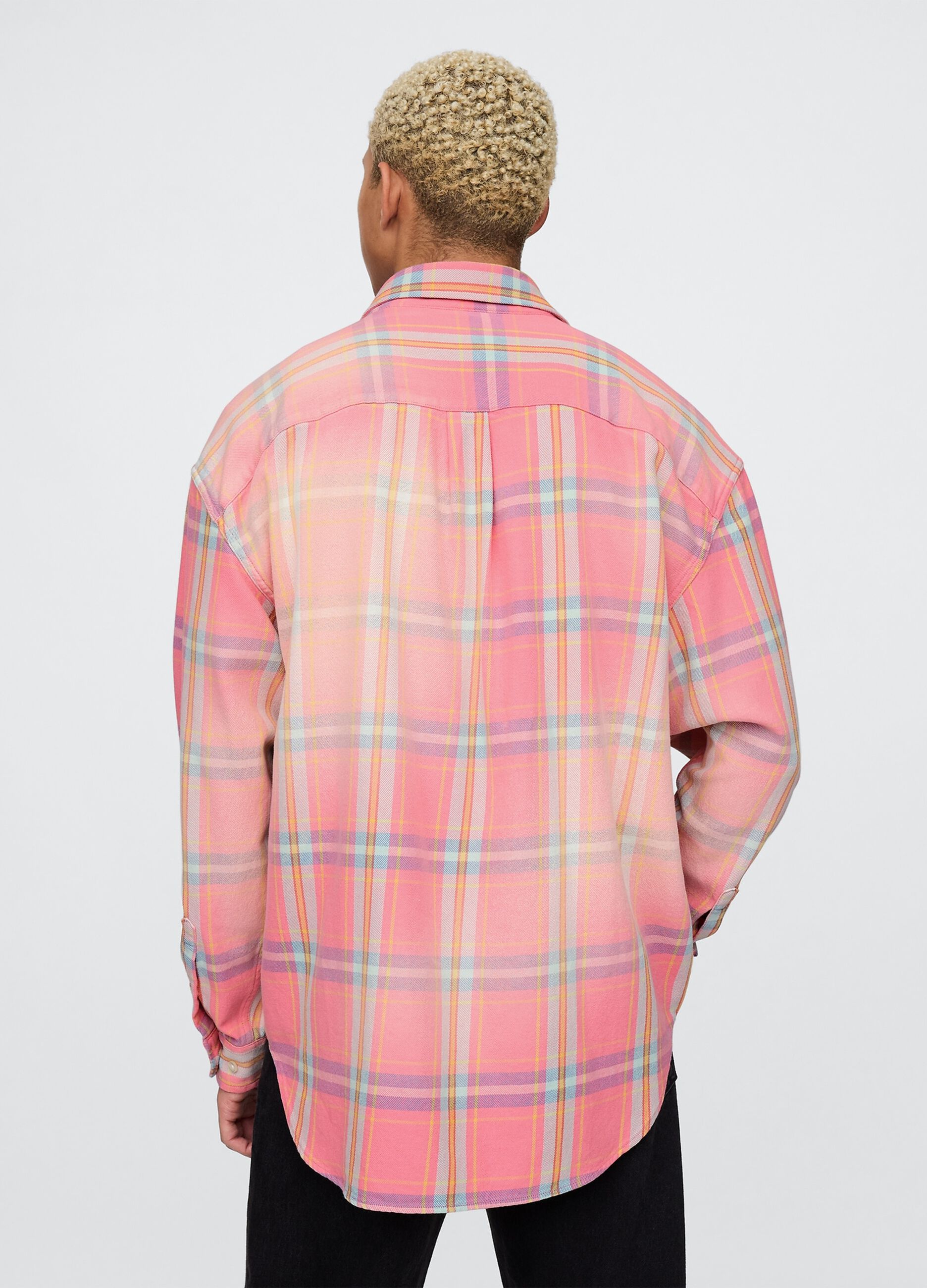 Camicia a quadri arancioni e rosa in cotone Gap_2