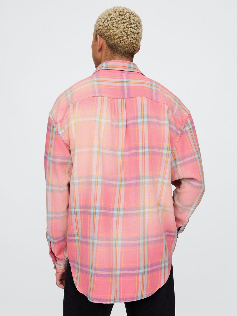 Camicia a quadri arancioni e rosa in cotone Gap Uomo_2