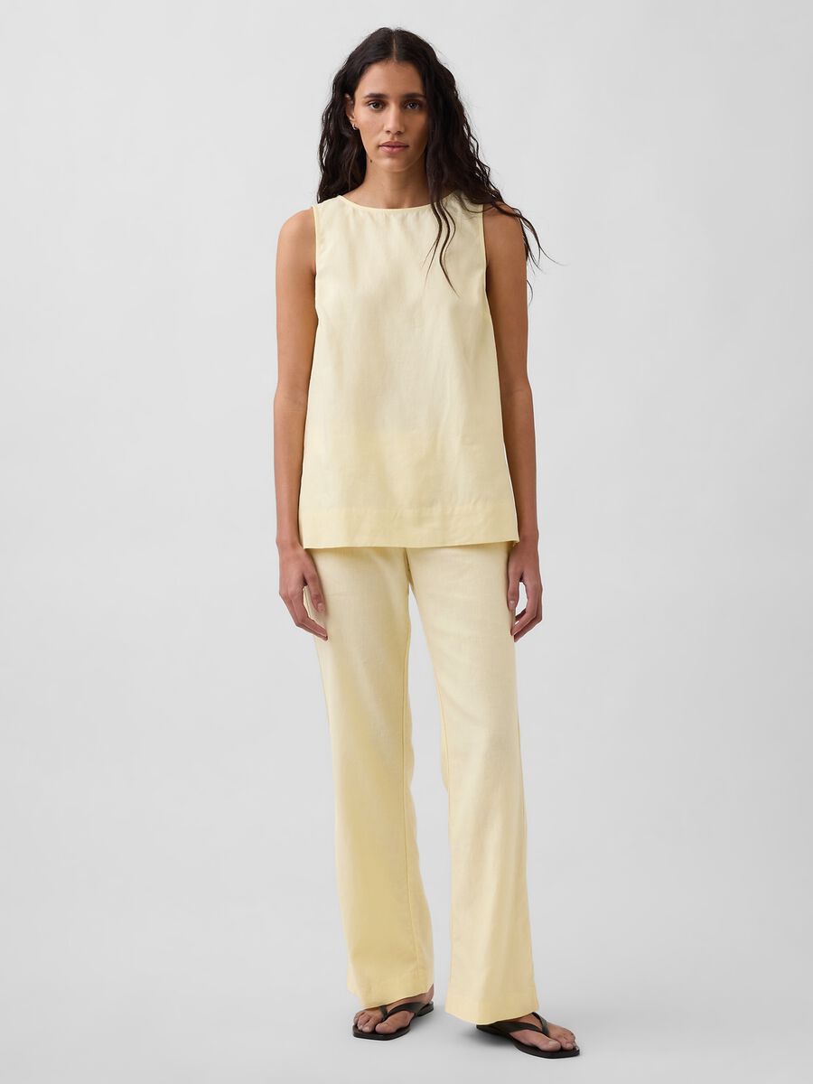 Pantaloni in misto lino Donna_4