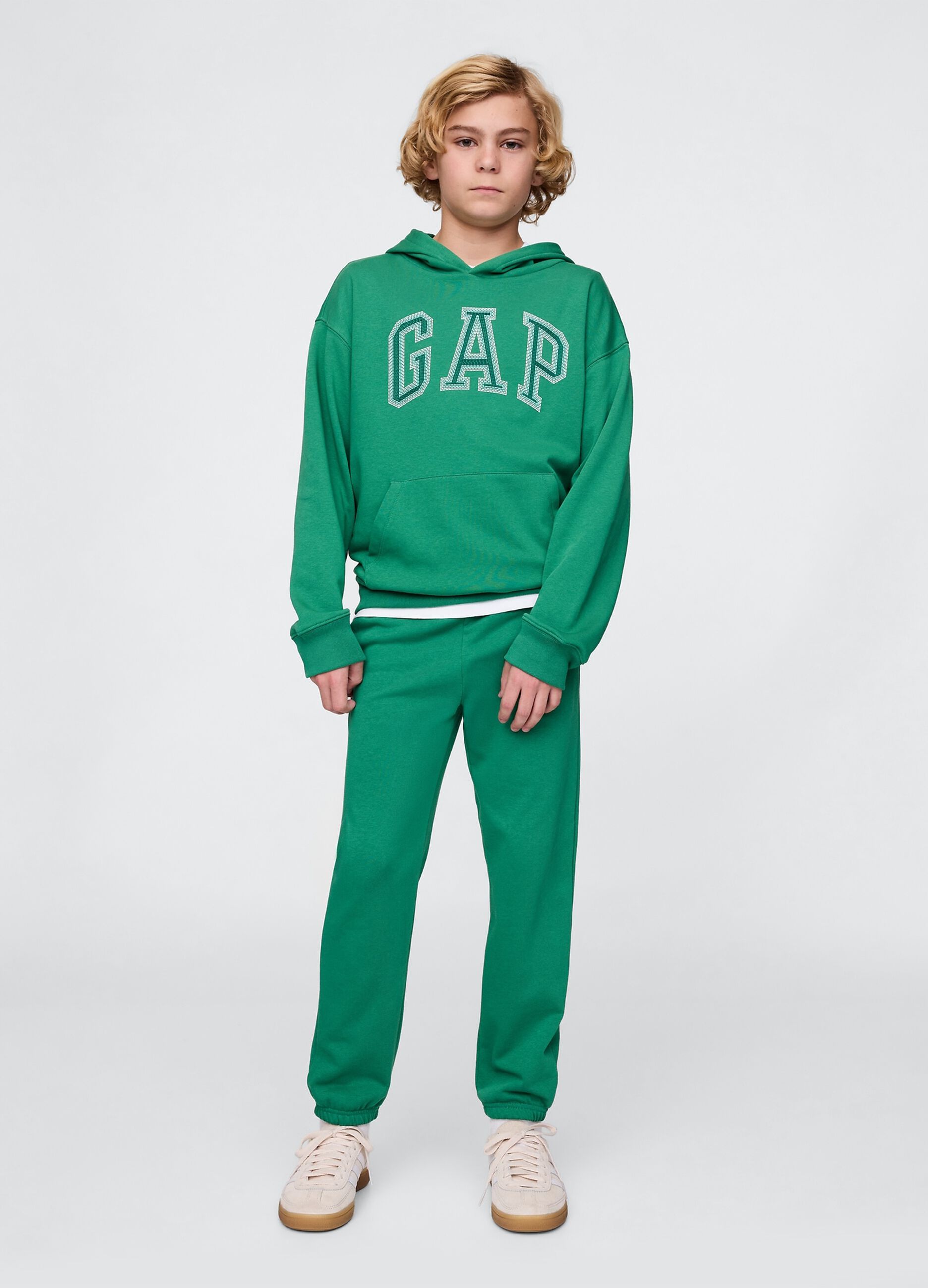 Pantaloni jogger verdi da bambino in cotone misto