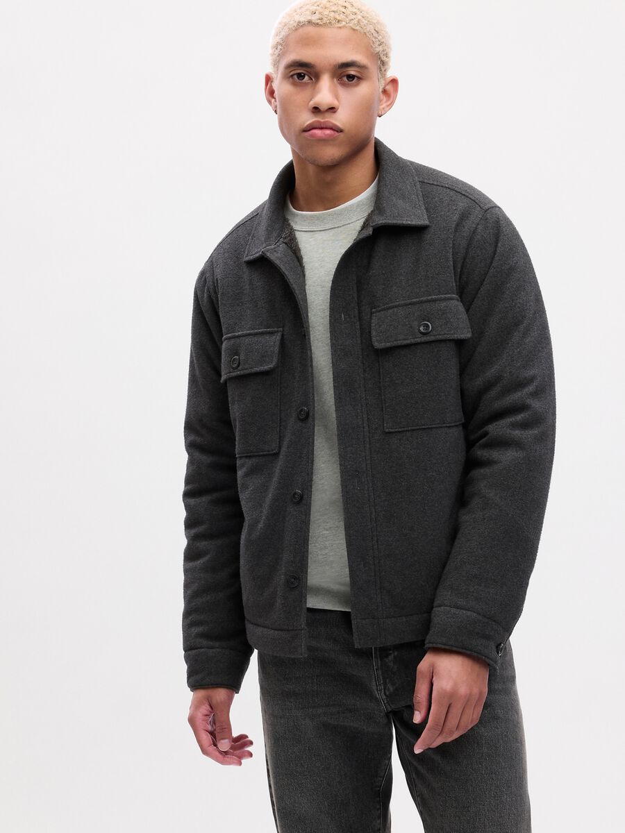 Shacket with faux fur lining Man_0