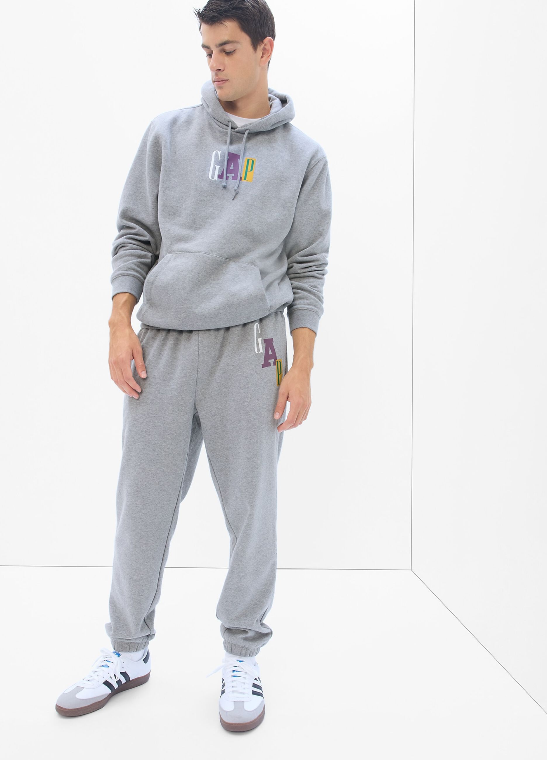 Joggers in felpa con stampa logo multicolor