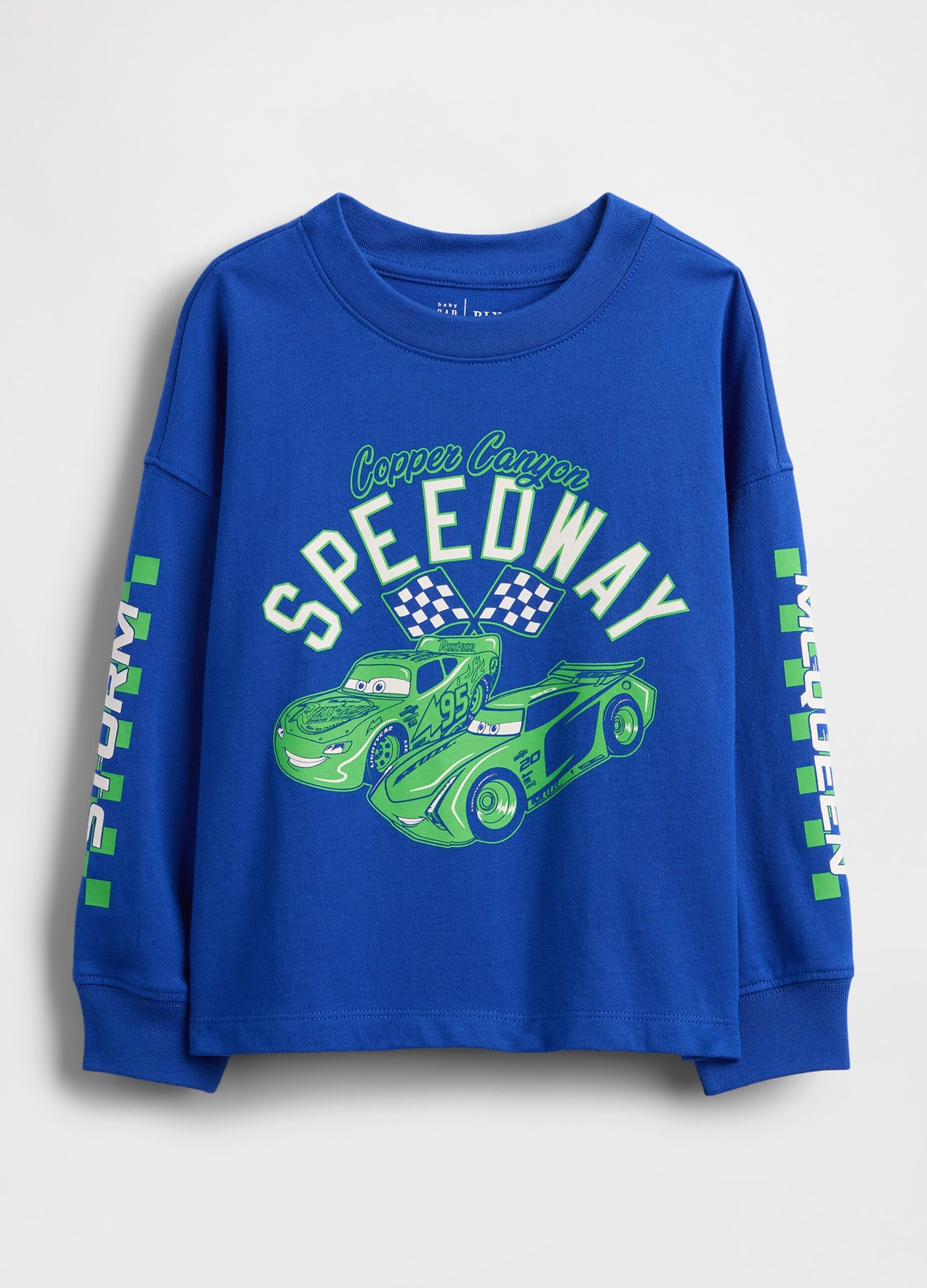 Blue Long Sleeve T-Shirt with Speedway Graphics
