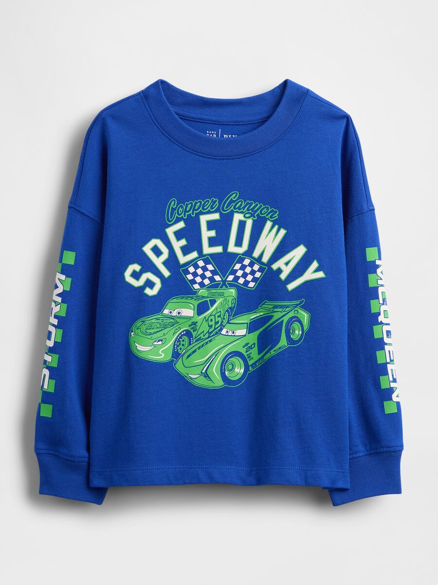 Maglietta blu a maniche lunghe con grafiche Speedway Bambino_0