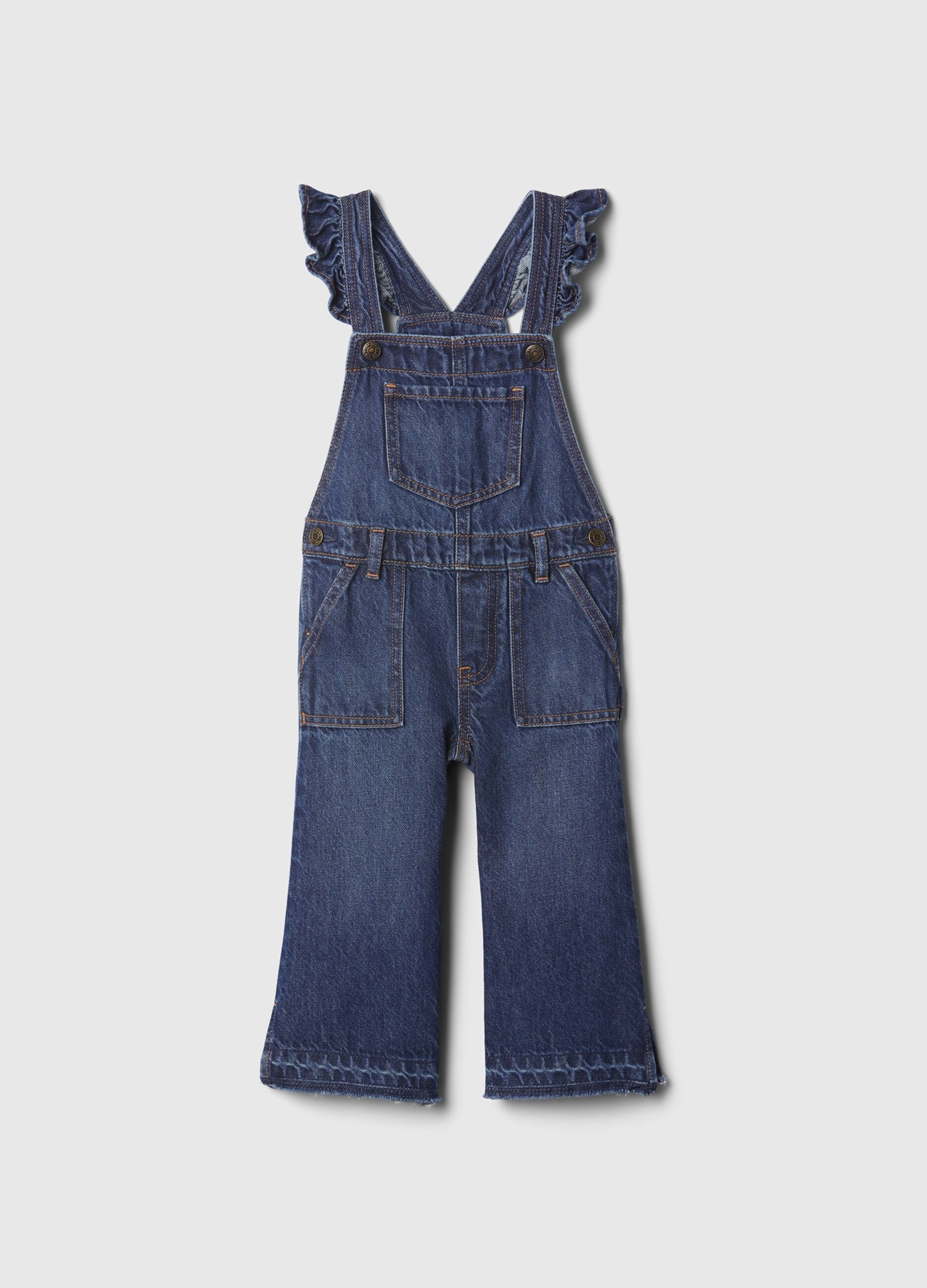 Salopette in denim a gamba larga