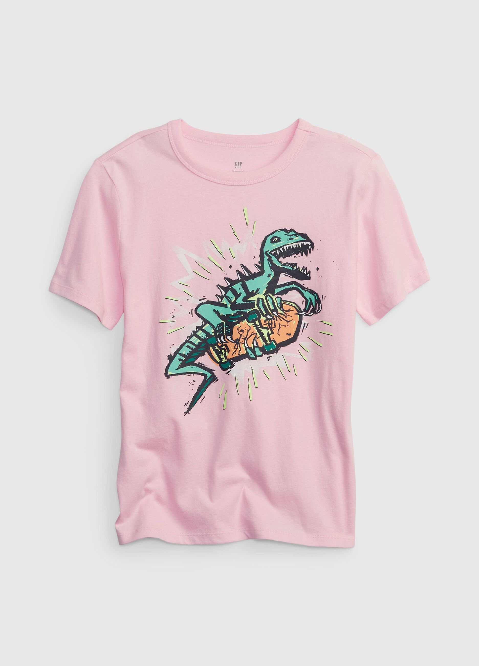 T-shirt in cotone bio con stampa dinosauro