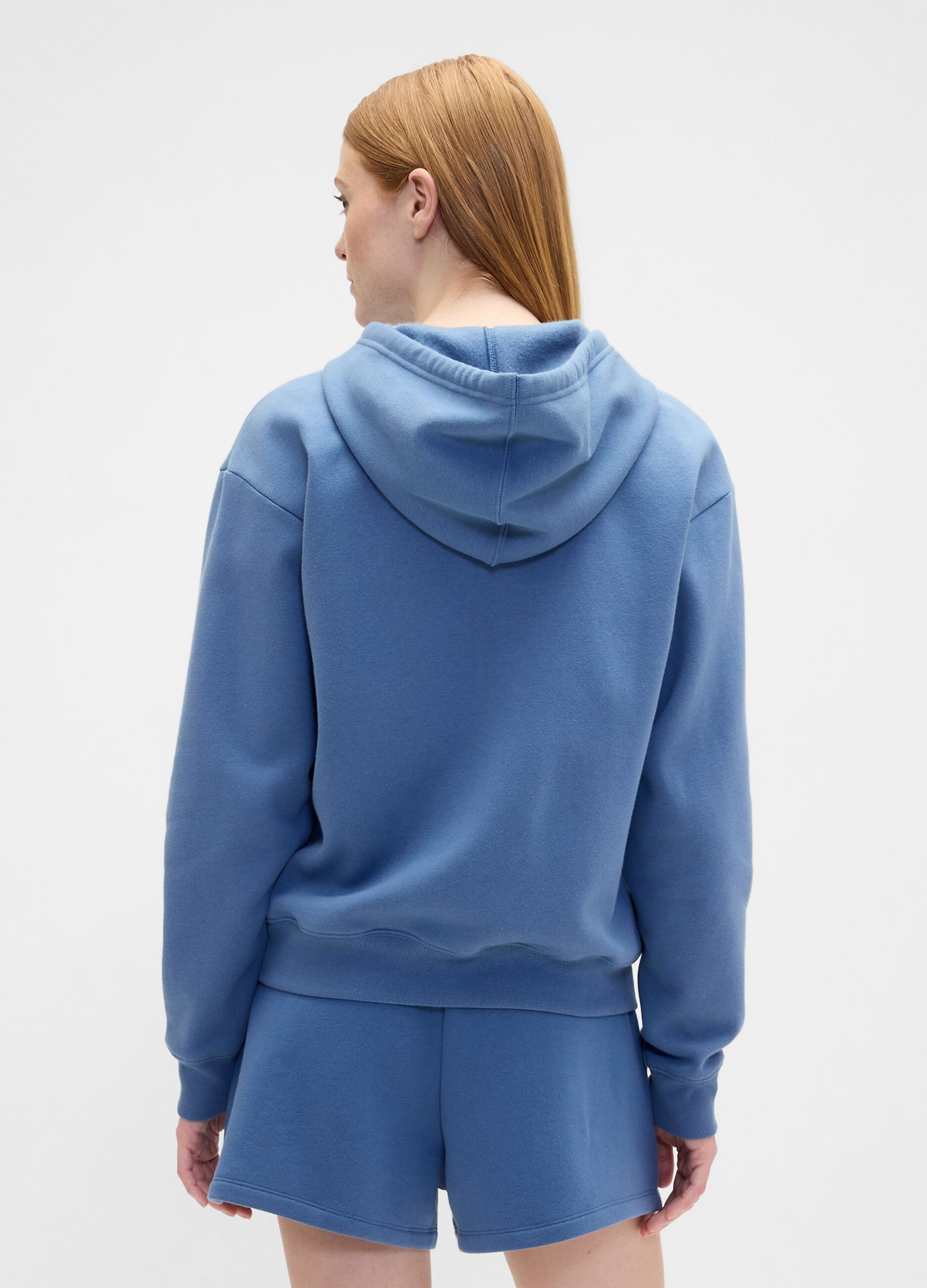 Felpa blu con cappuccio e zip_2