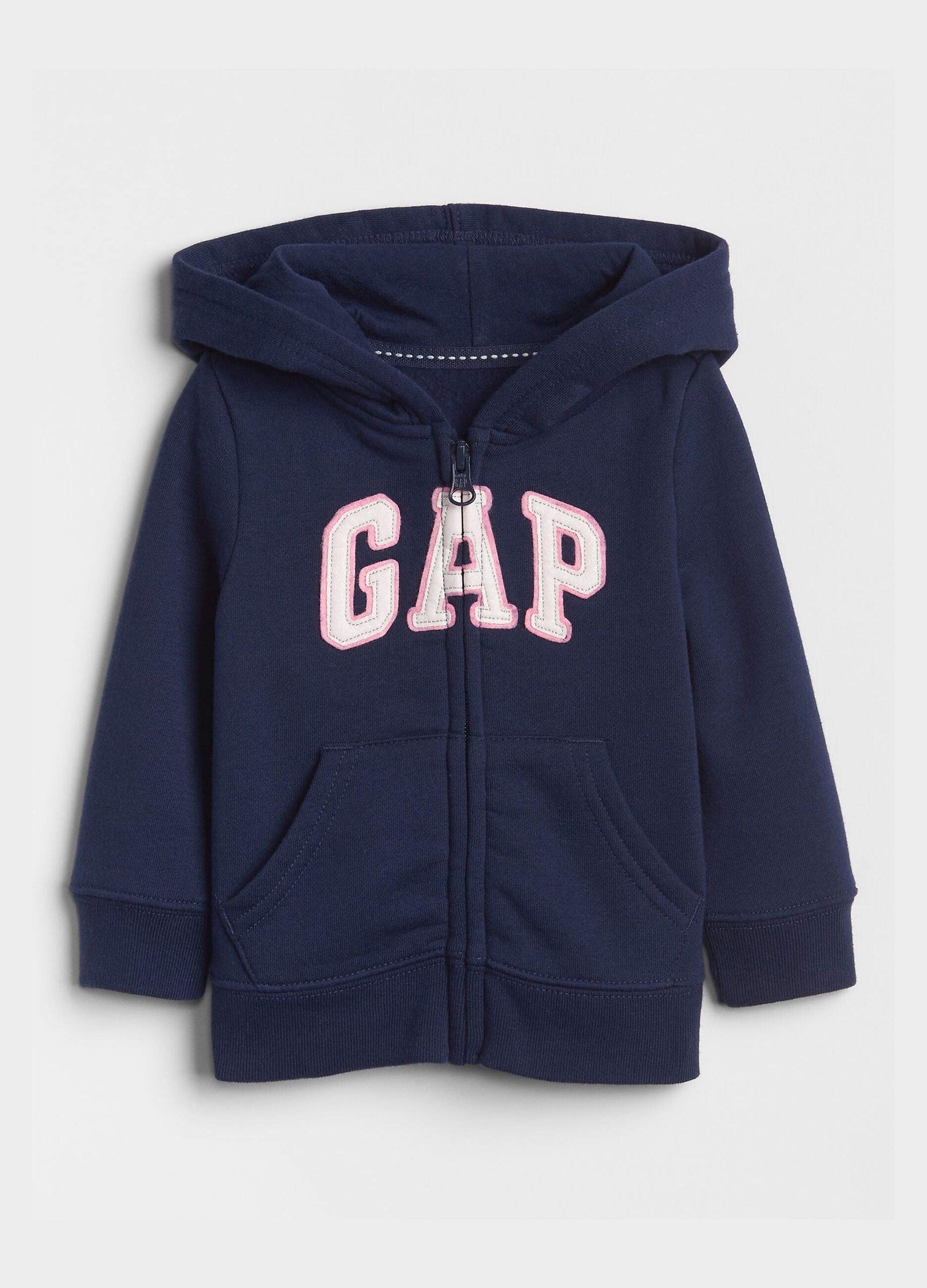 Full-zip sweatshirt with hood and logo patch