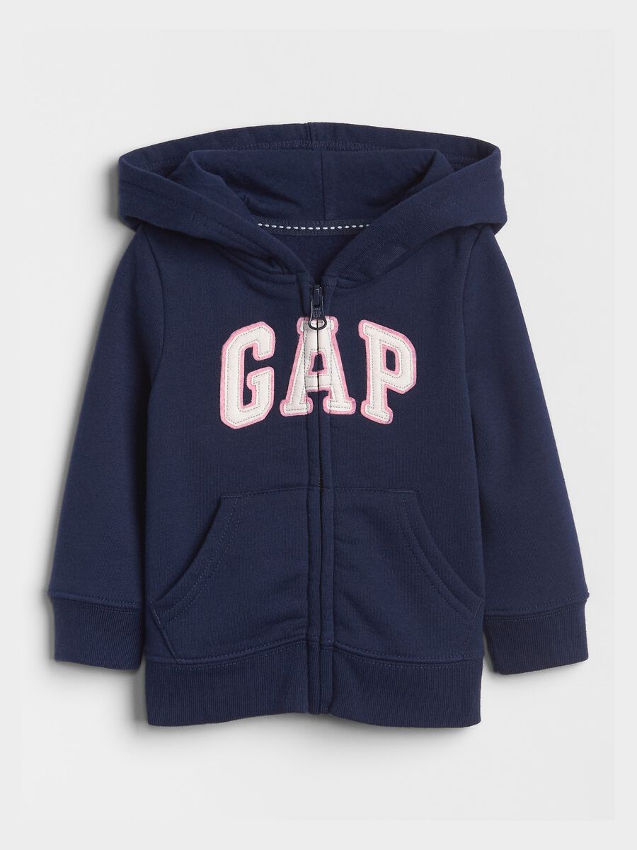 Full-zip sweatshirt with hood and logo patch Baby Girl_0