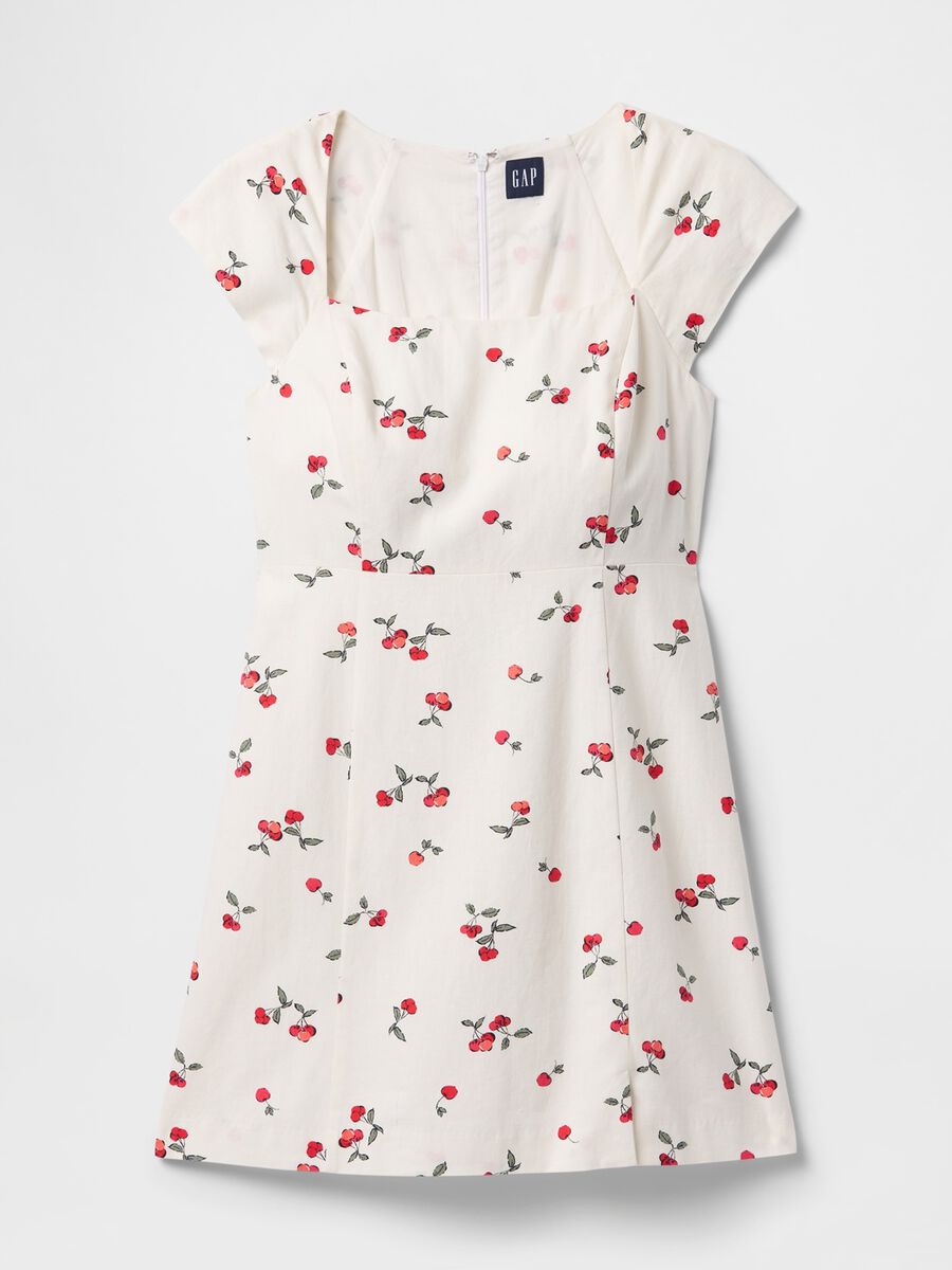 Abito corto con stampa floreale Bianco Donna_5