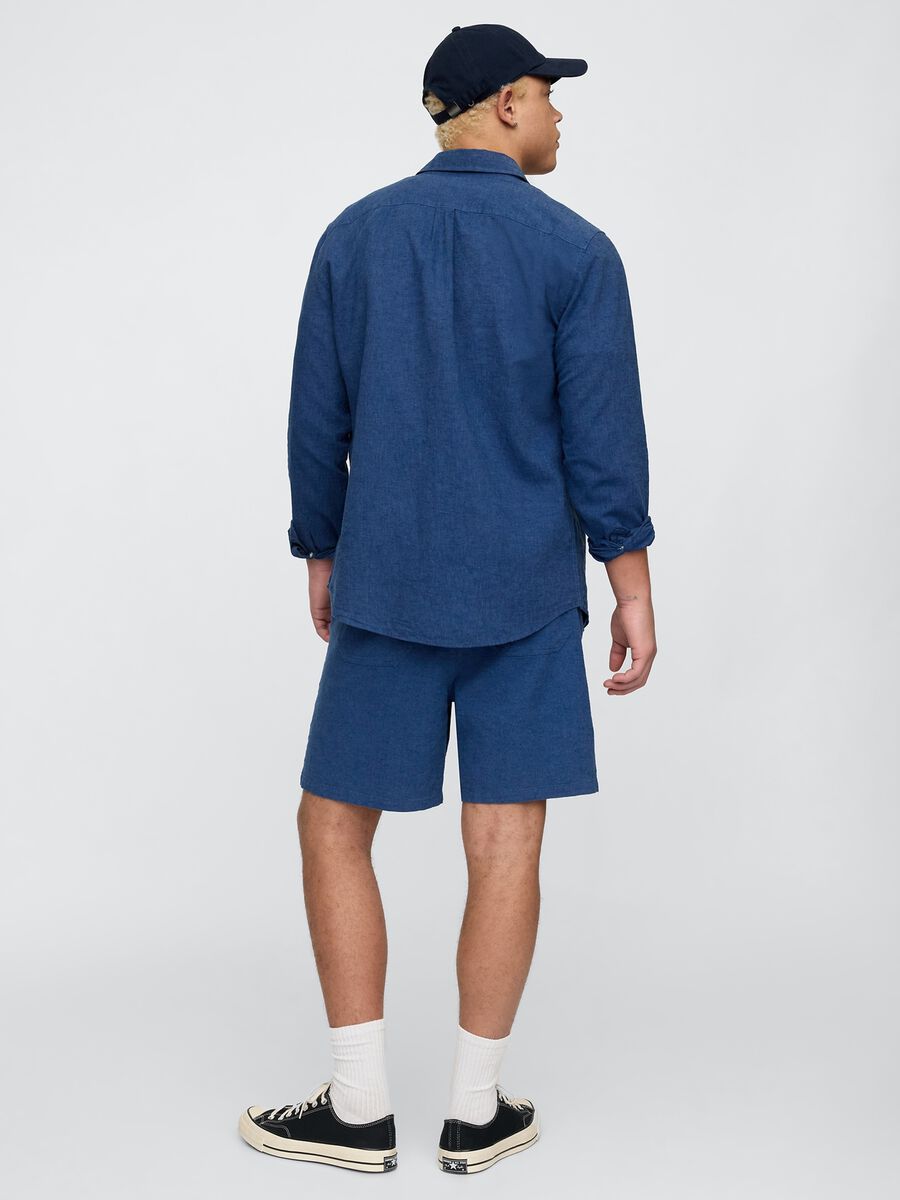 Pantaloncini blu in misto tessuto Uomo_1