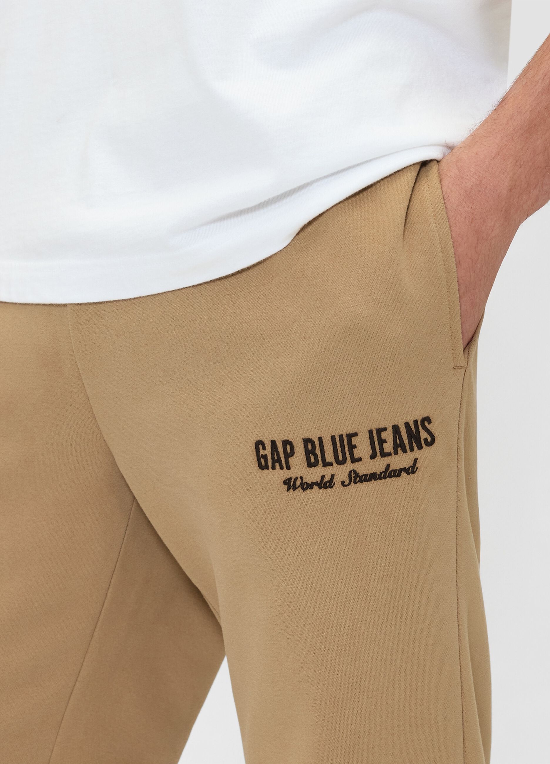 Pantaloni jogger beige in misto cotone e poliestere_3