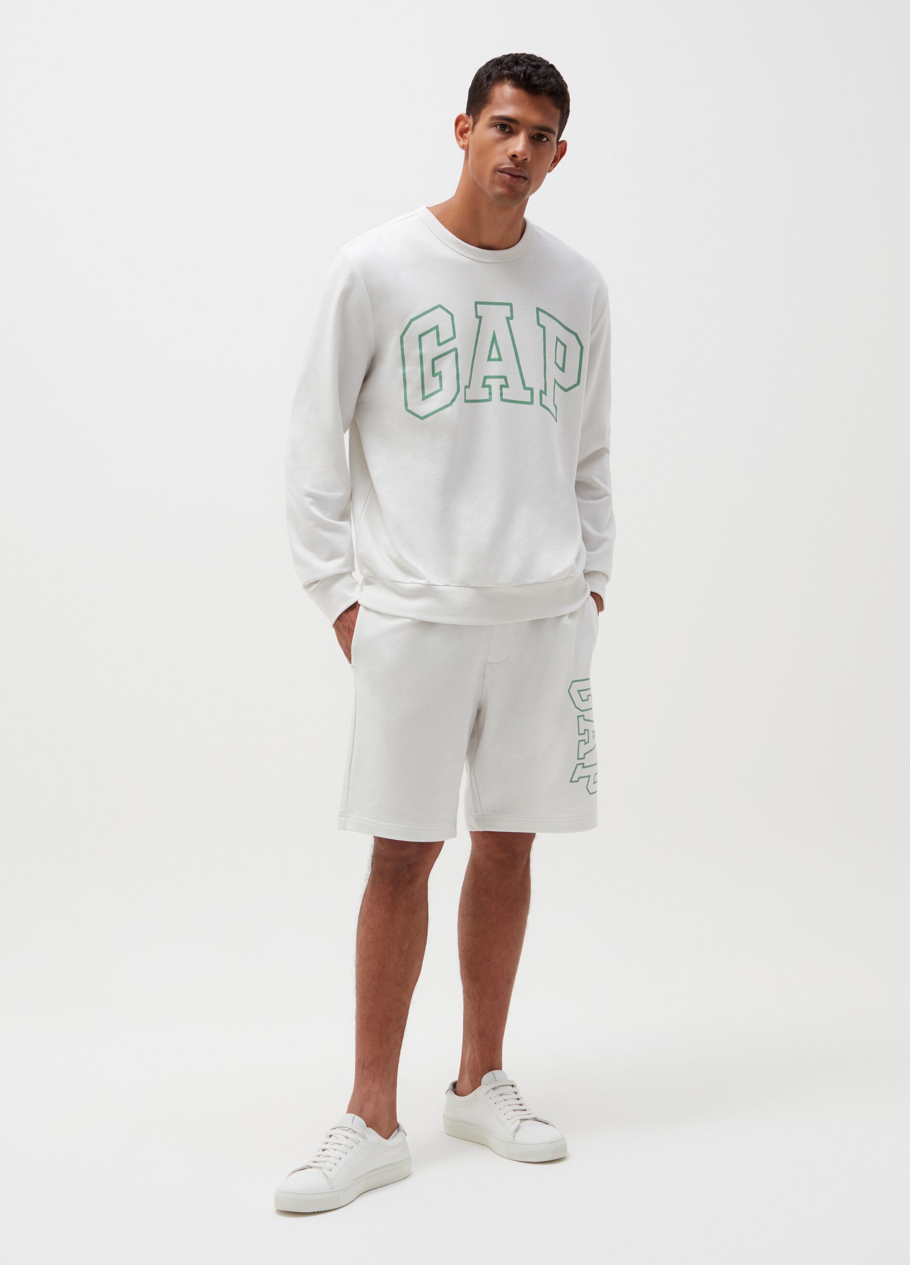 Plush Bermuda shorts with logo print
