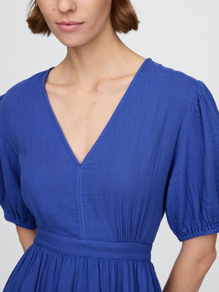 Abito midi blu a maniche corte Woman_3